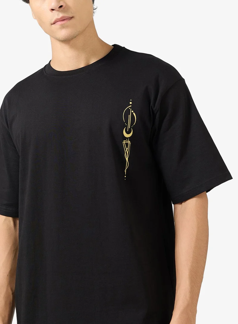 Seventy Five  Graphic Print Oversized T-Shirt for Men | Best Price UAE